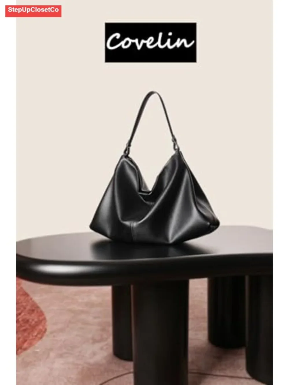 Minimalist Soft Leather Tote Bag Shoulder Purse with Adjustable Strap for Work